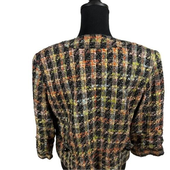 Anthracite Multi Color Tweed Open Front Jacket 12 - Picture 7 of 8